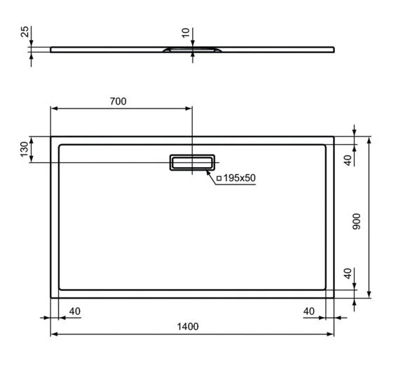 Душевой поддон Ideal Standard Ultraflat New 140x90 см белый матовый T4484V1 (детальная фотография), низкие до 15 см