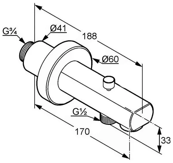 Излив для ванны Kludi Zenta настенный 1350105 (детальная фотография), в наличии