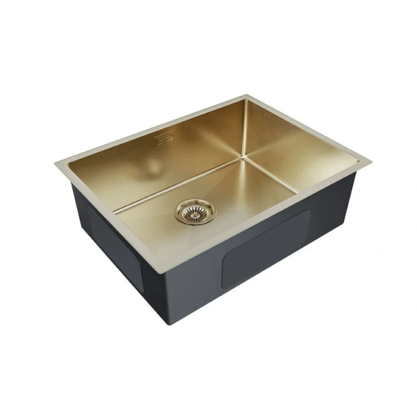 Мойка для кухни Paulmark Next 58 см брашированное золото PM215844-BG (детальная фотография), из нержавеющей стали, стальные, металлические