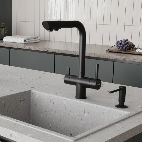 Смеситель для кухни WasserKRAFT черный матовый A8367 (детальная фотография), современные, hi-tech