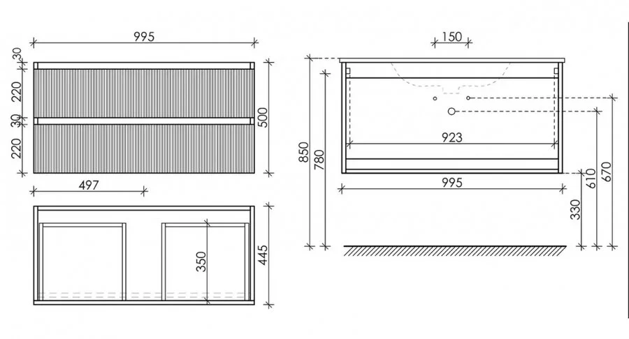 Тумба под раковину подвесная Sancos Snob R 100 см doha soft SNR100SM (детальная фотография), в наличии