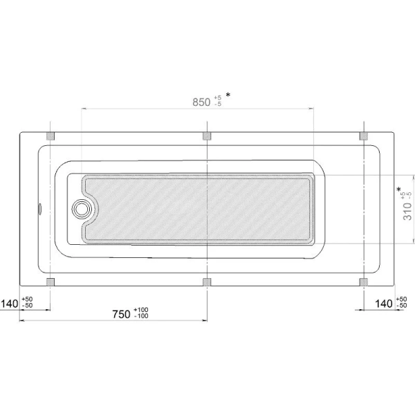 Ванна акриловая Diwo Казань 149 x 69 см, с каркасом, цвет белый, Щ0000055163/Щ0000048581 (детальная фотография), современныe, hi-tech