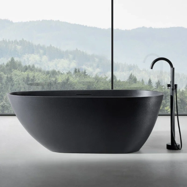 Ванна из искусственного камня Abber Dortmund 170x75 см черная AM9911B (детальная фотография), современныe, hi-tech