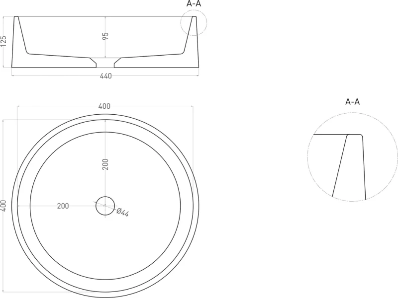 Раковина Salini Gloria 01 44 см белый матовый 1102201M (детальная фотография), круглой формы
