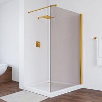 Душевая перегородка профиль золотой стекло бронза Vegas-glass