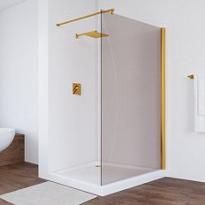 Душевая перегородка профиль золотой стекло бронза Vegas-glass