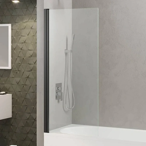 Шторка для ванны Berges River S Black 90х145 см прозрачное стекло, профиль черный - фото 2