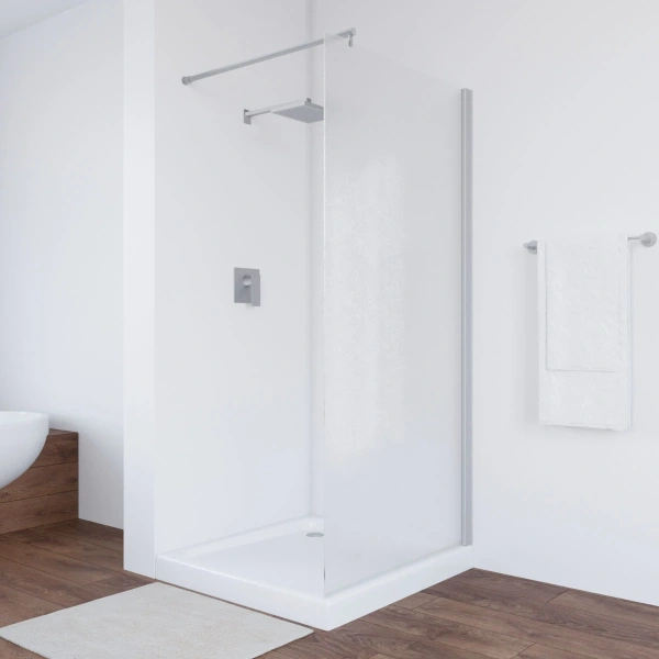 Душевая перегородка профиль матовый хром стекло шиншилла Vegas-glass EAF NOVO 106 07 02 (детальная фотография)