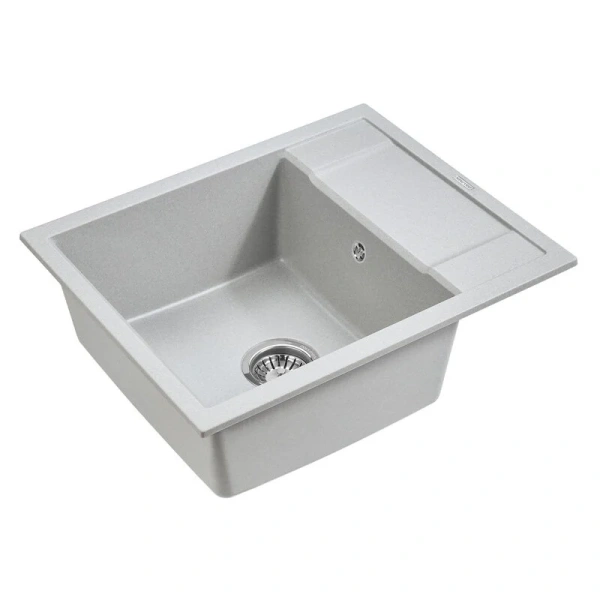 Мойка для кухни Paulmark Optimum 60 см серая PM216050-GR (детальная фотография), прямоугольной формы