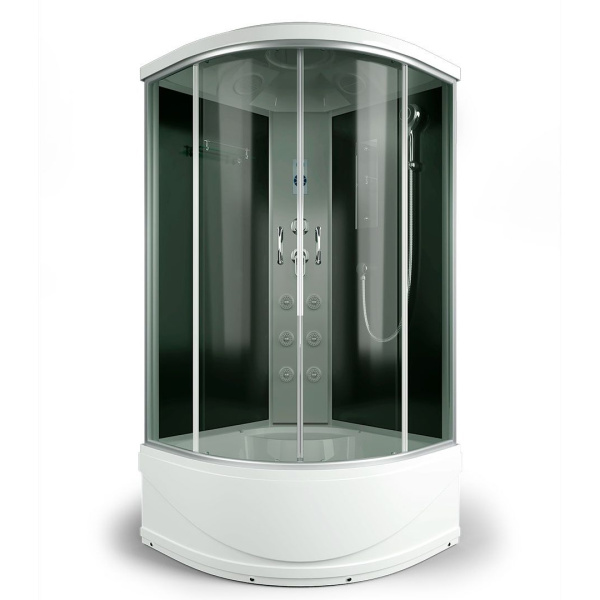 Душевая кабина, задняя стенка чёрная, стекло тонированное, Erlit Comfort ER 4510TP-C4 ER4510TP-C4-RUS (детальная фотография), четверть круга