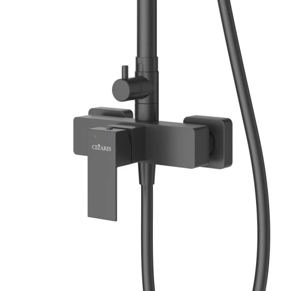 Душевая стойка Cezares Slider черный матовый SLIDER-CD-NOP (детальная фотография), с тропическим душем