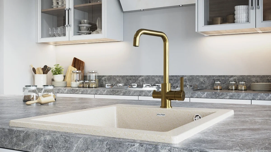 Смеситель для кухни Paulmark Logas бронза Lo213021-BR (детальная фотография), для кухни