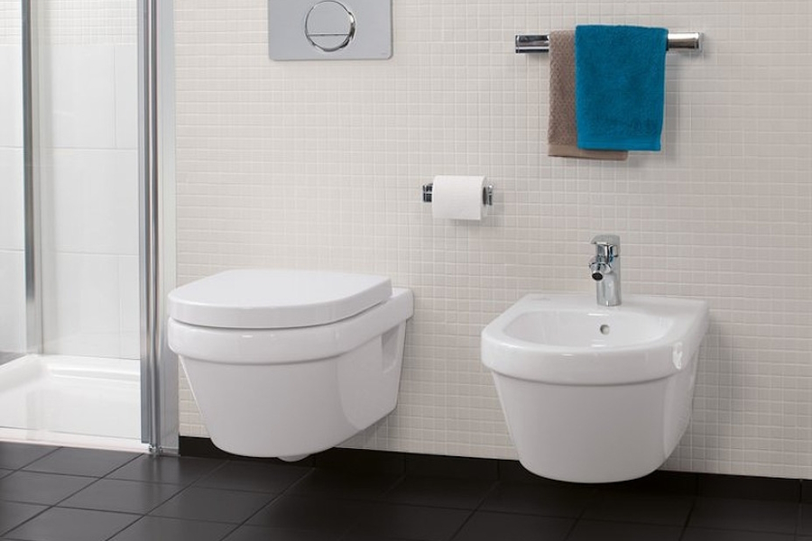 Унитаз подвесной Villeroy & Boch Architectura альпийский белый с покрытием CeramicPlus 5684HRR1 (детальная фотография), без бачка, со скрытым бачком