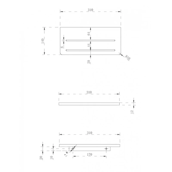 Полочка для ванной Abber Stein белая AS1653 (детальная фотография), современные, hi-tech
