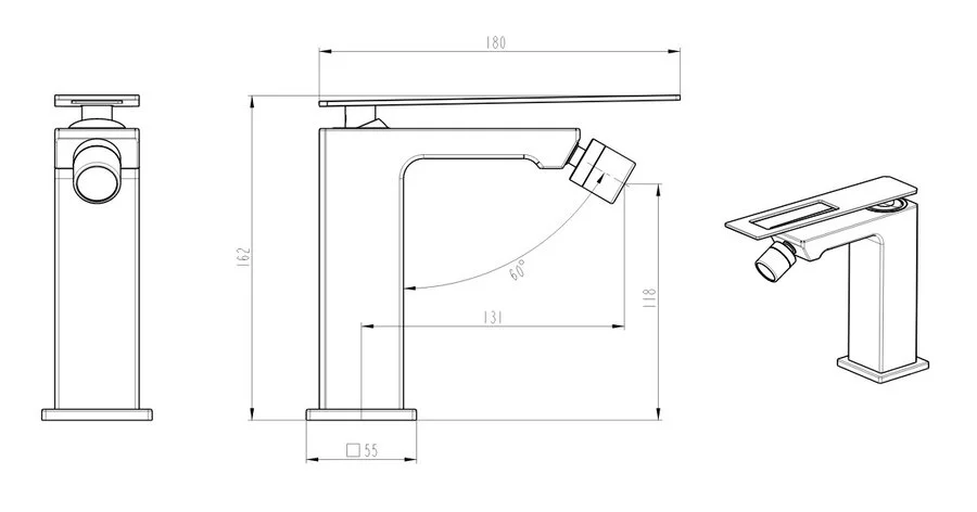 Смеситель для биде Boheme Q белый/черный 146-WB.2 (детальная фотография), для биде