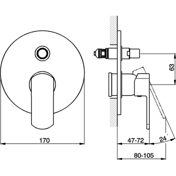 Смеситель для душа Cisal Roadster RR00210021 встраиваемый (детальная фотография), для душа