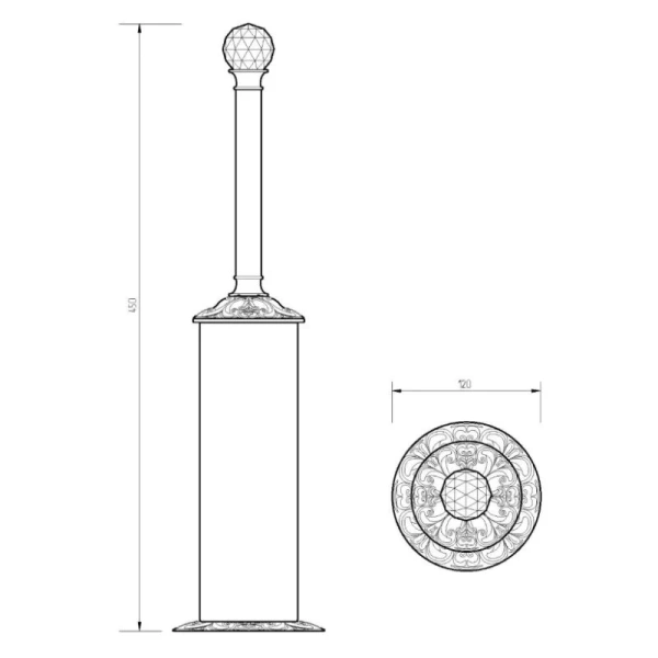 Ершик Migliore Cristalia бронза 16770 (детальная фотография), классические, ретро, с кристаллами swarovski, декорированные