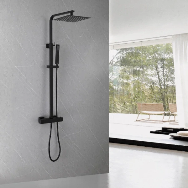 Душевая стойка Abber Daheim черная матовая AF8260BL (детальная фотография), черные