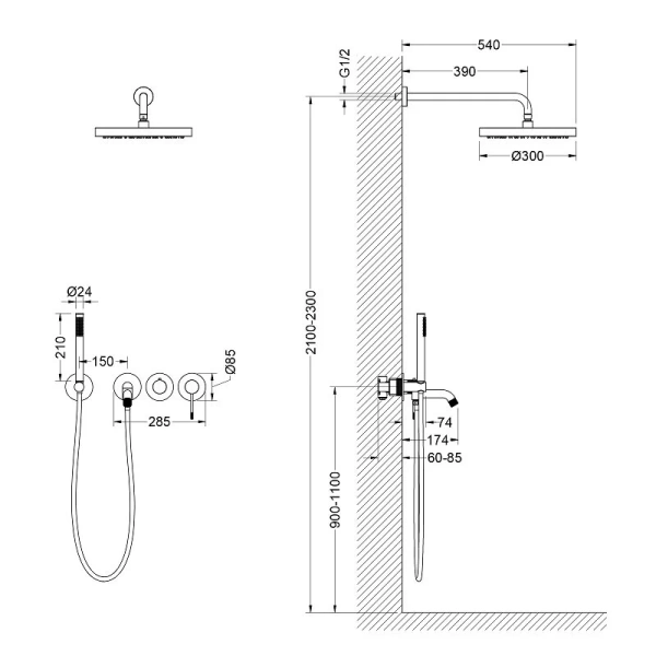 Душевой комплект Timo Saona хром SX-2348/00SM (детальная фотография), душевые комплекты, наборы