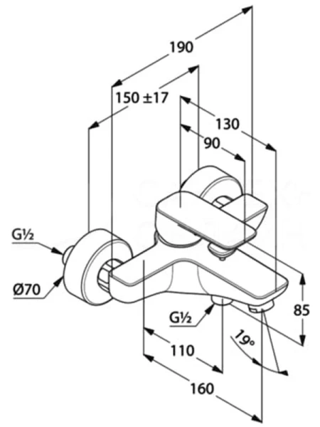 Смеситель для ванны Kludi Pure&Style черный 406813975 (детальная фотография), для ванны