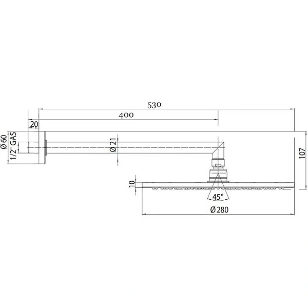 Верхний душ Bossini Cosmo хром H70596I.030 (детальная фотография), верхние души