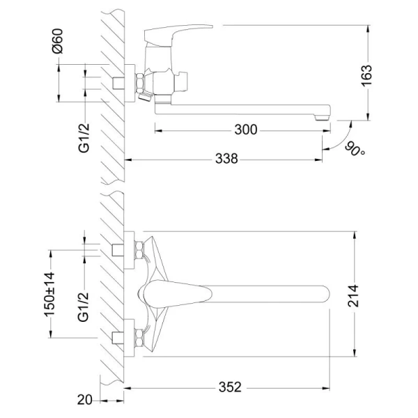 Смеситель для ванны Lemark Linara универсальный LM0451C (детальная фотография), для ванны