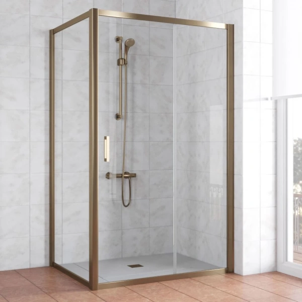 Душевой уголок профиль бронза стекло прозрачное Vegas-glass ZP+ZPV 120*70 05 01 (детальная фотография)
