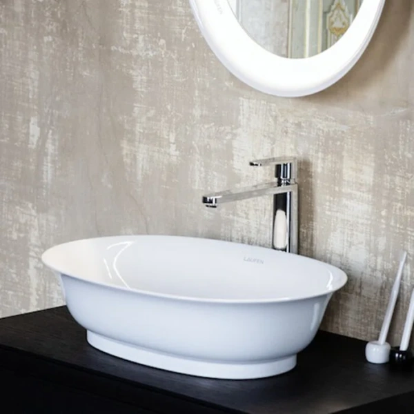 Раковина Laufen The New Classic 55 см с покрытием LLC 8.1285.2.400.112.1 (детальная фотография), накладные (на столешницу)