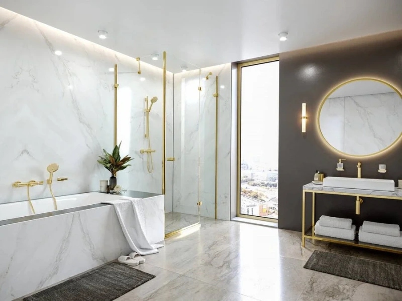 Смеситель для душа Hansgrohe Ecostat Comfort полированное золото 13116990 (детальная фотография), современные, hi-tech