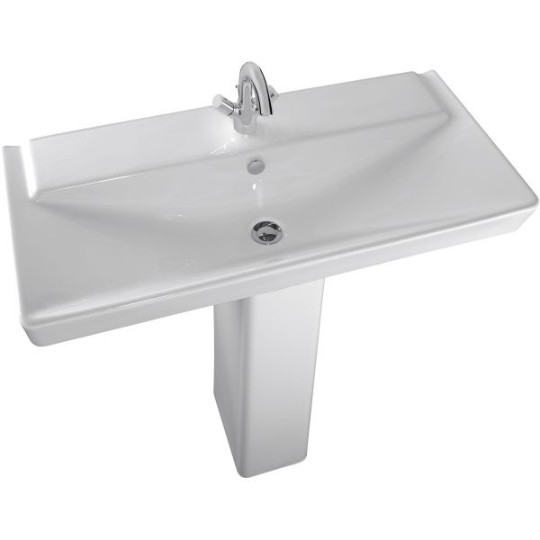 Раковина Jacob Delafon Reve 100 см с переливом E4801-00 (детальная фотография), подвесные, на полупьедестал, на пьедестал, пристенные