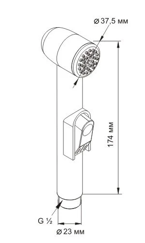 Гигиенический душ с держателем WasserKRAFT хром A043 (детальная фотография), современные, hi-tech