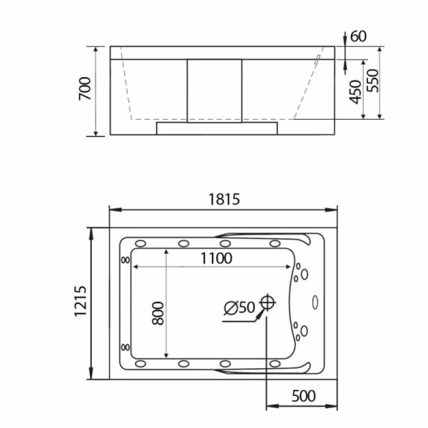 Ванна акрииловая Gemy 182x122 см с гидро и аэромассажем правосторонняя G9061 K R (детальная фотография), акриловые