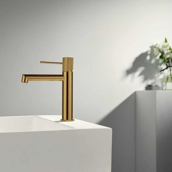 Смеситель для раковины Vincea Desire брашированное золото VBF-1D1BG (детальная фотография), современные, hi-tech