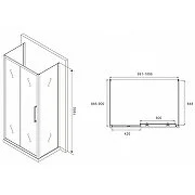 Душевой уголок Abber Schwarzer Diamant 100x90 см профиль хром стекло матовое AG30100MH-S90M-S90M (детальная фотография), прямоугольные