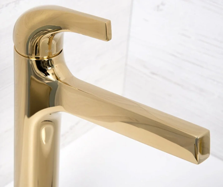 Смеситель для раковины WasserKRAFT Sauer золото 7103H (детальная фотография), современные, hi-tech