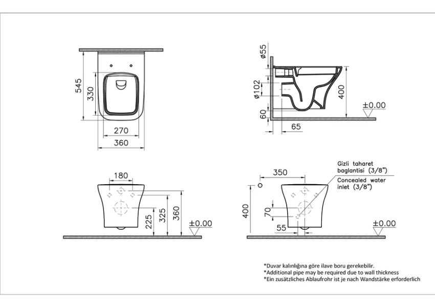 Унитаз с инсталляцией VitrA Zentrum безободковый 9875B003-7201 (детальная фотография), с инсталляцией