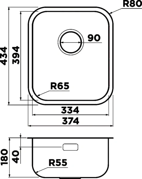 Мойка для кухни Omoikiri Omi 38-U/I-IN 38 см нержавеющая сталь 4997435 (детальная фотография), врезные
