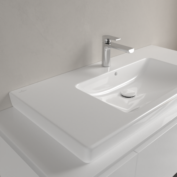 Раковина Villeroy & Boch Subway 2.0 100 см альпийский белый с покрытием CeramicPlus 71751GR1 (детальная фотография), белые