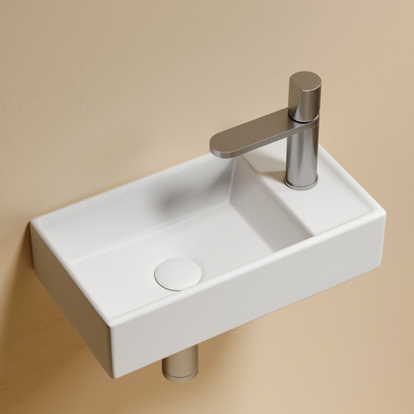 Раковина Ceramica Nova Element 40 см чаша слева белая матовая CN6051LMW (детальная фотография), современные, hi-tech