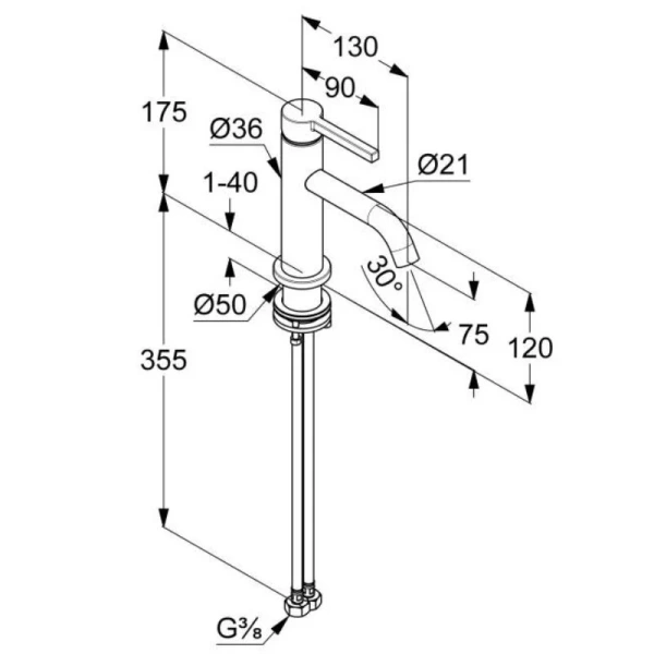 Смеситель для раковины Kludi Nova Fonte черный матовый 200283915 (детальная фотография), для раковины