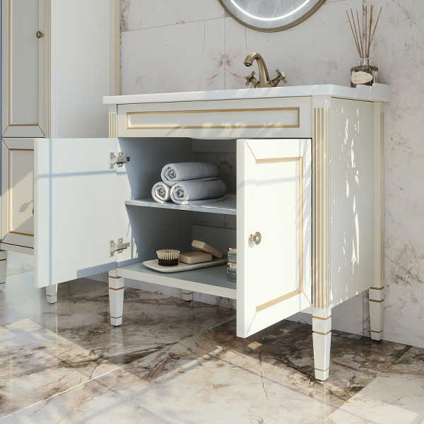 Тумба под раковину напольная Caprigo Albion Promo 90 см бежевая 33319-В002 (детальная фотография), напольная, пристенная