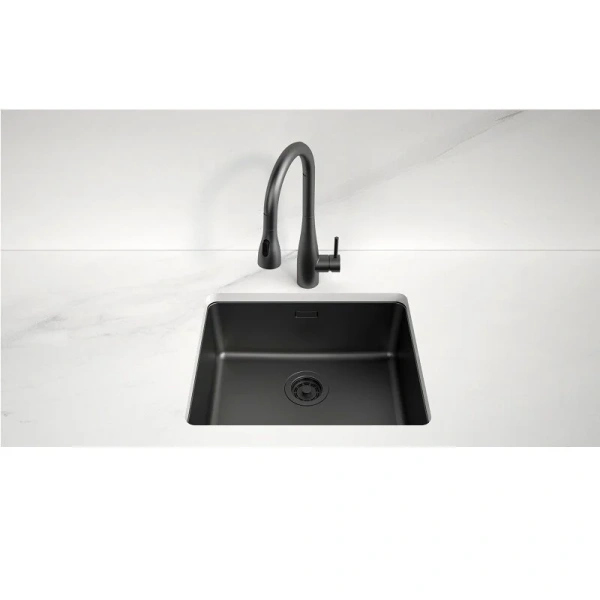 Мойка для кухни Paulmark Yuni 54 см черная матовая YU54-MBN (детальная фотография), прямоугольной формы