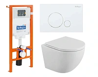 Унитаз с инсталляцией Belbagno Uno кнопка белая
