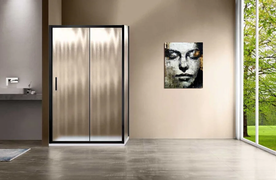 Душевой уголок Vincea Garda 120х90 см профиль черный, стекло шиншилла VSR-1G9012CHB (детальная фотография), современные, hi-tech