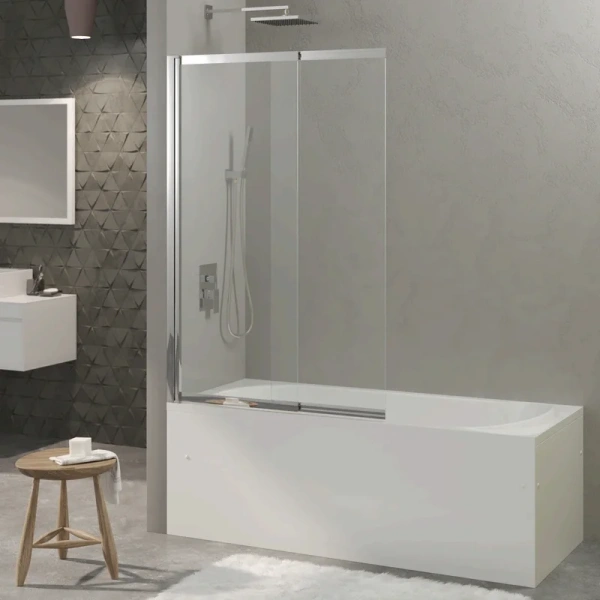 Шторка для ванны Berges River S Slider 98х145 см прозрачное стекло, профиль хром 065014 (детальная фотография), 100 см