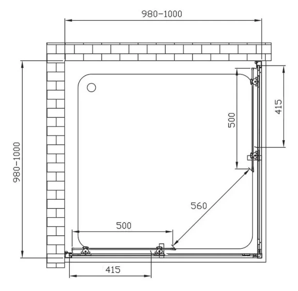 Душевой уголок Vincea Alpha 100х100 см стекло прозрачное VSS-3AL100CL (детальная фотография), современные, hi-tech