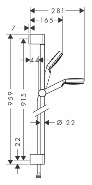 Душевой комплект Hansgrohe Crometta 26539400 (детальная фотография), современные, hi-tech