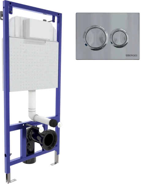 Инсталляция для унитаза BERGES Novum с клавишей O3 040263 (детальная фотография), с кнопкой