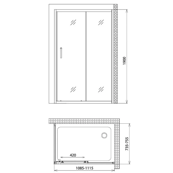 Душевой уголок Gemy Victoria 110 S30191D-A75 (детальная фотография), прямоугольные