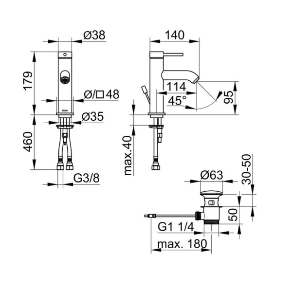 Смеситель для раковины Keuco IXMO черный матовый 59502372000 (детальная фотография), для раковины